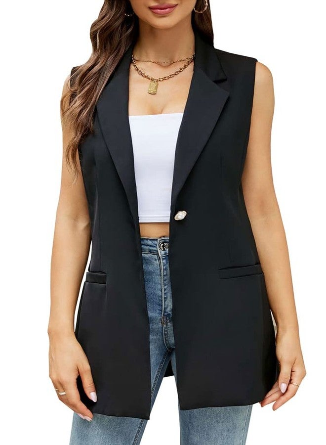 Kedera Women's Sleeveless Vest Blazer Fully Lined Spring Casual Open Front Work Office Tops Jacket Pockets - Image 1